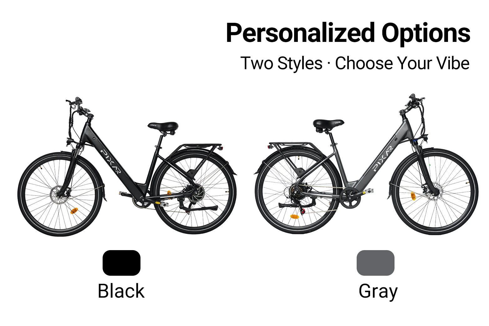 Rower elektryczny Pixar City1 | Silnik 36 V 250 W, zasięg 45 km, 7 biegów Shimano 67