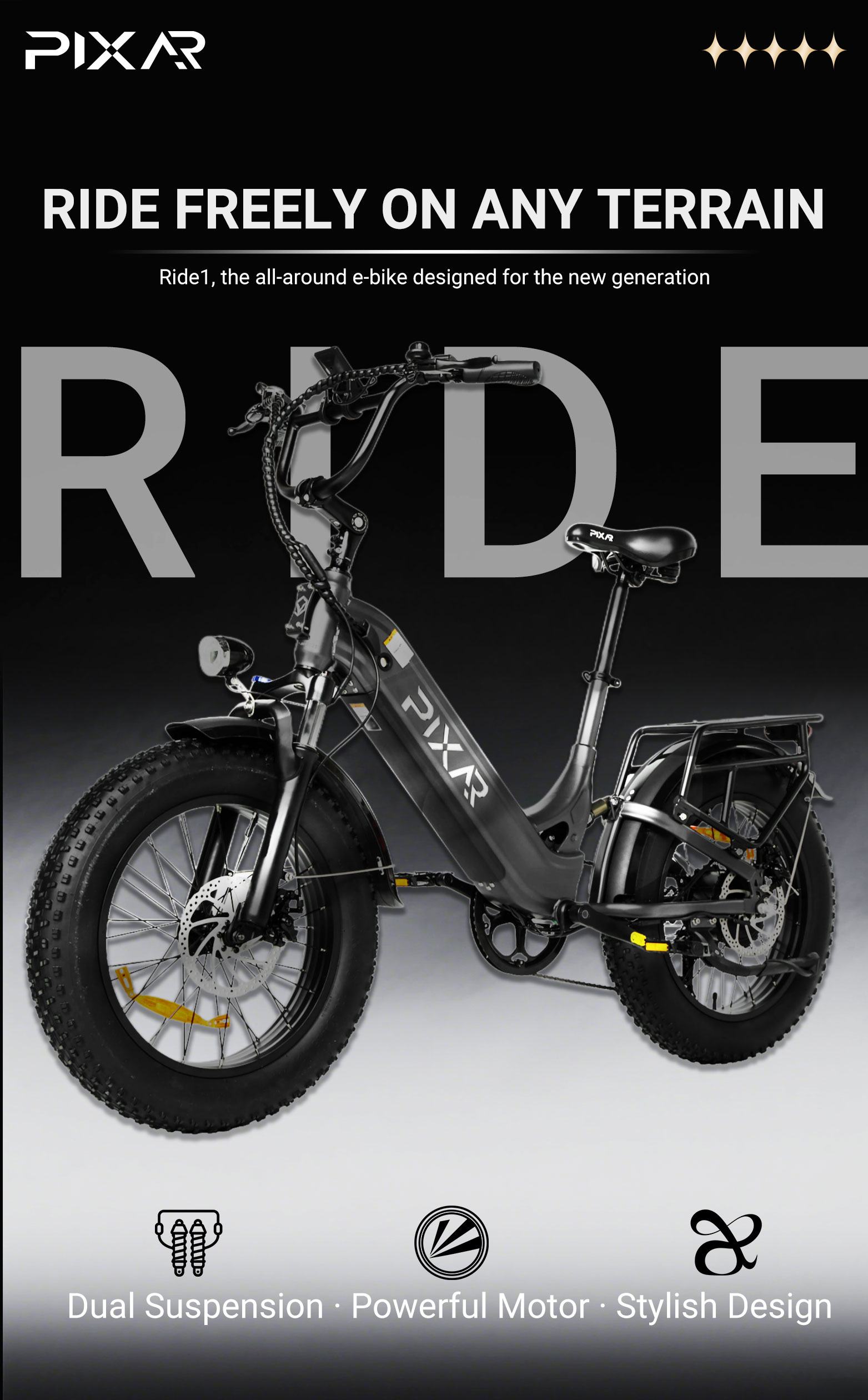 Pixar Ride1 Electric Bike 500W | Powerful City & Off-Road E-Bike 53