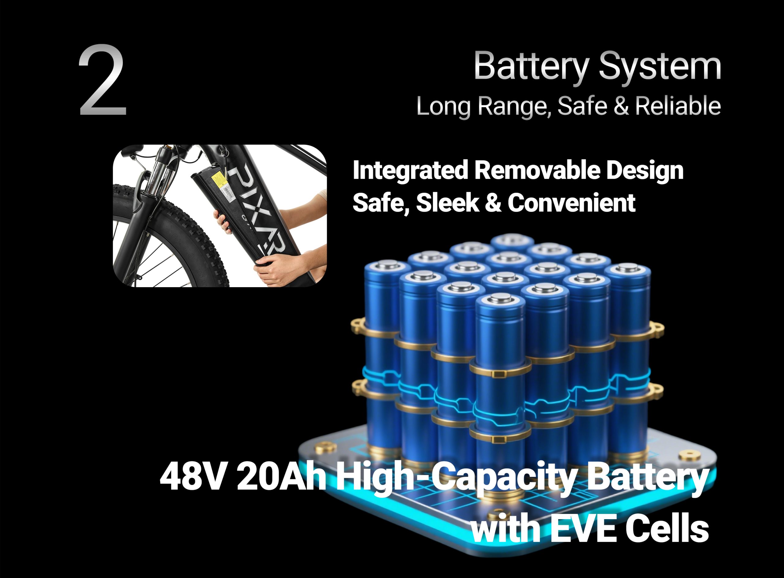 Pixar Space1 Electric Bike 48V20AH 500W | Long Range Fat Tire E-Bike 59