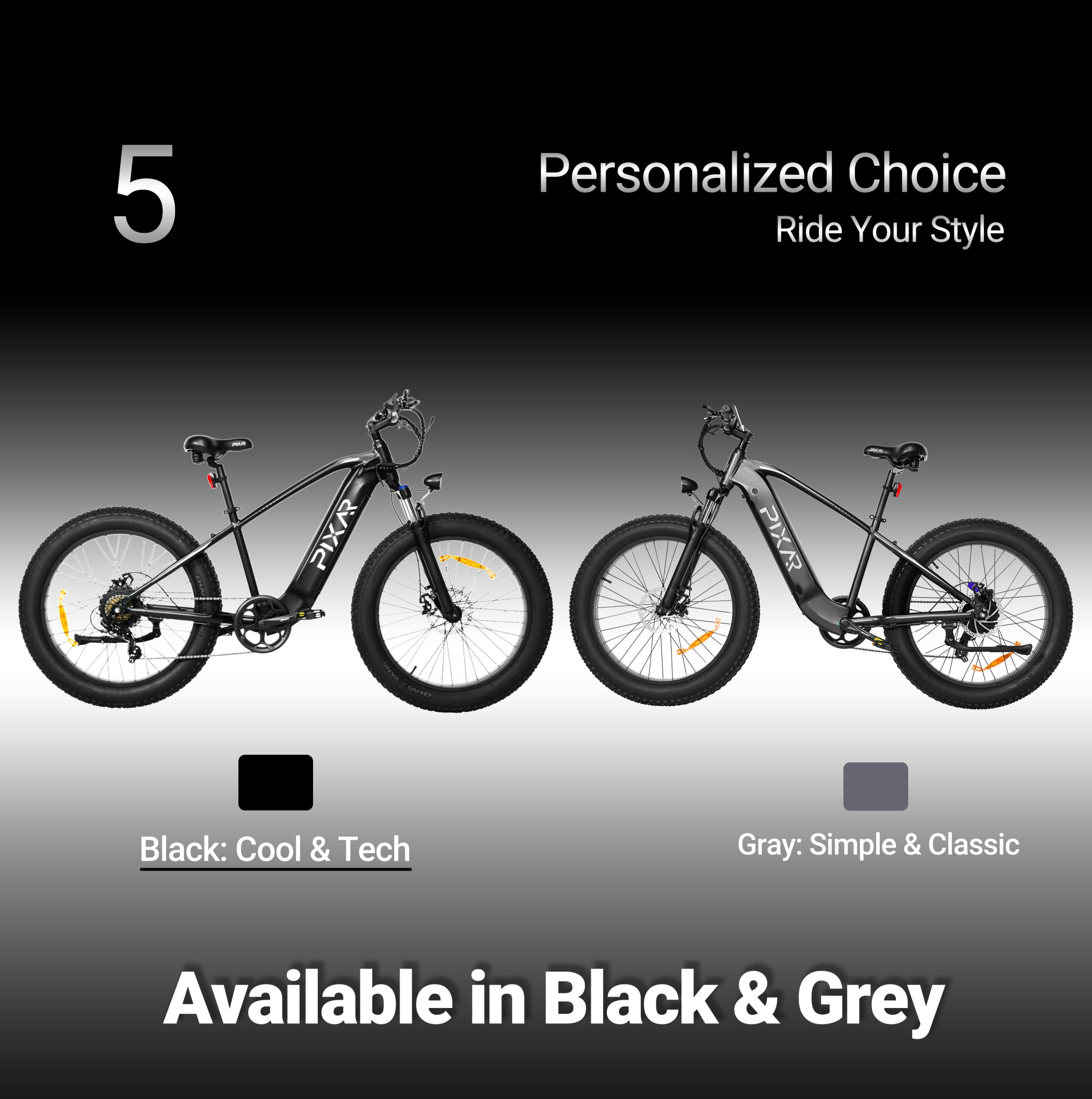 Pixar Space1 Electric Bike 48V20AH 500W | Long Range Fat Tire E-Bike 65