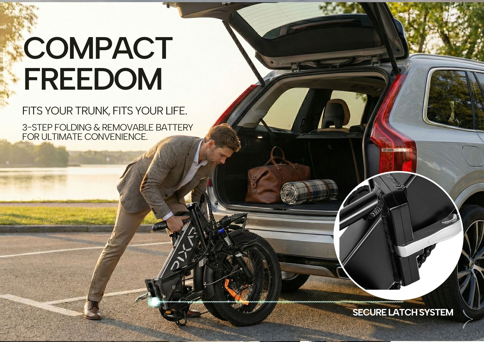 PIXAR WIND1 Faltbares Elektrofahrrad | 500W Motor, 48V 10.4Ah Batterie, 20×3" Fat Tires, Shimano 7-Gang, Doppelscheibenbremsen (bis zu 45 km Reichweite)