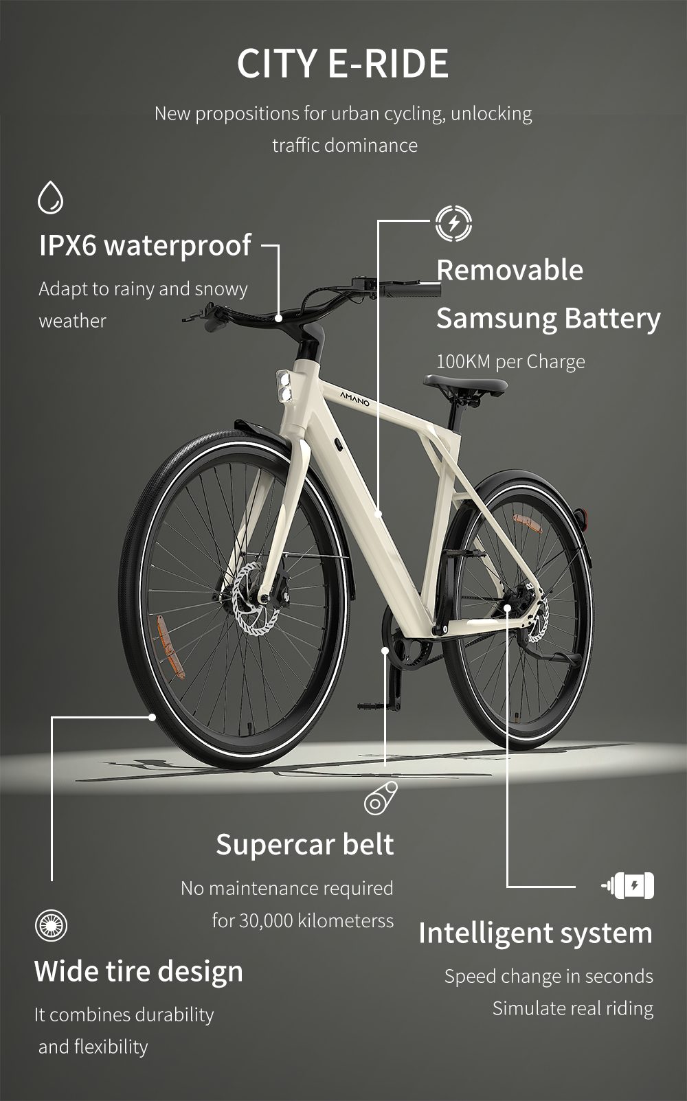 Galaxy Amano S900 Electric Bike: Stylish Urban Commuter E-Bike with Long Range 21