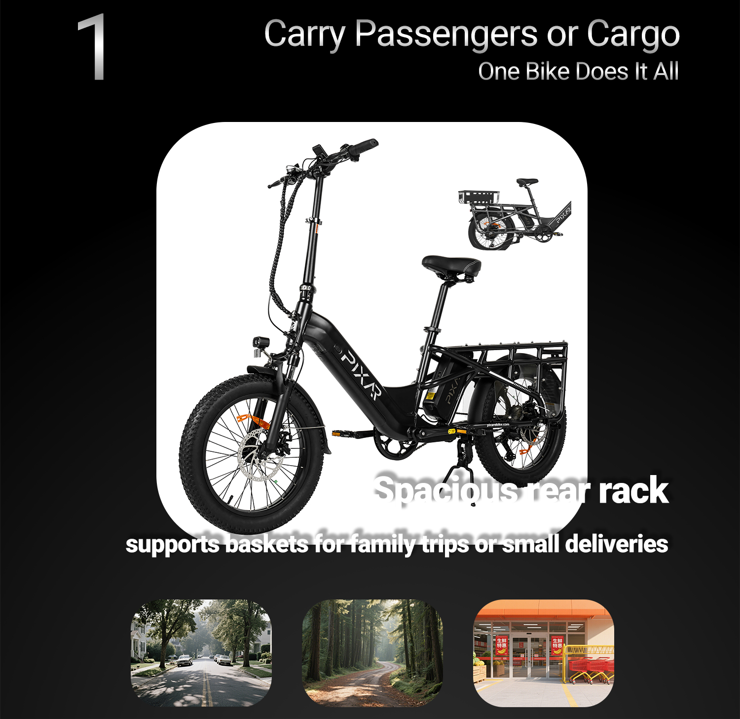 Pixar Plus7 Electric Bike 500W 20" Fat Tire | Long Range City & Off-Road E-Bike 59